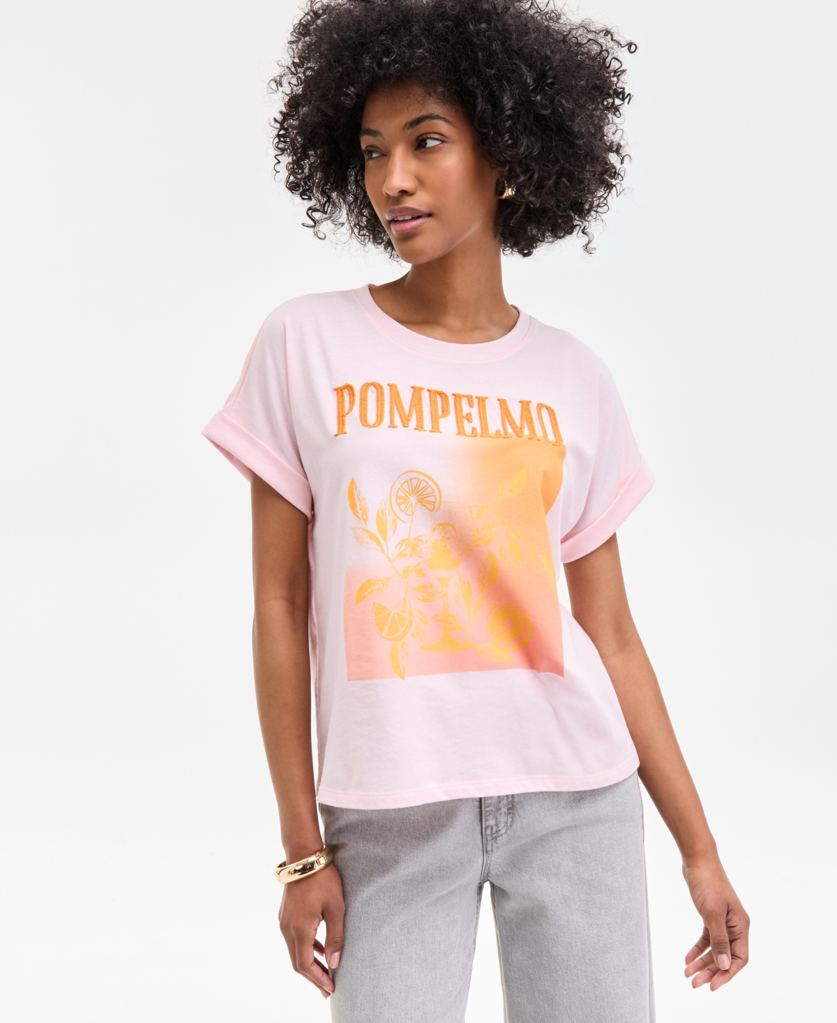 On 34th Women's Cuffed Dolman-sleeve Pompelmo T-shirt, Exclusively At Macy's