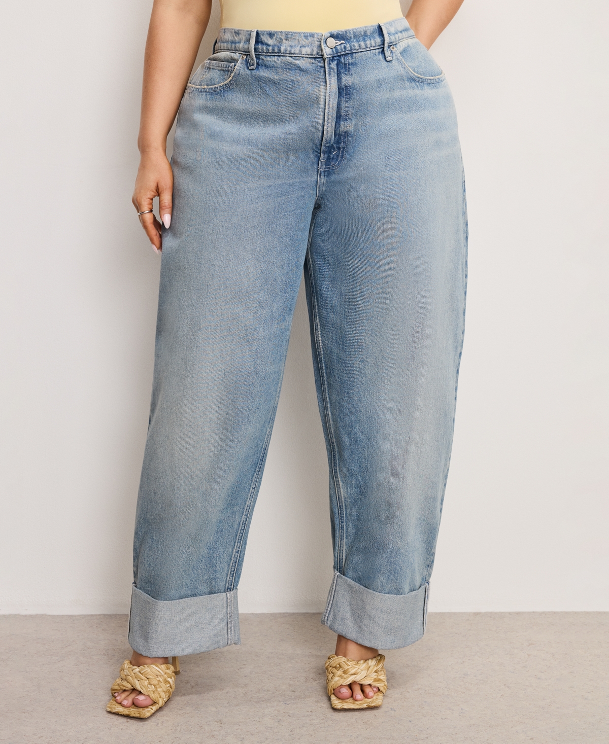Good American Womens Good Standard Barrel Wide-leg Denim Jeans Indigo890 In Indigo890