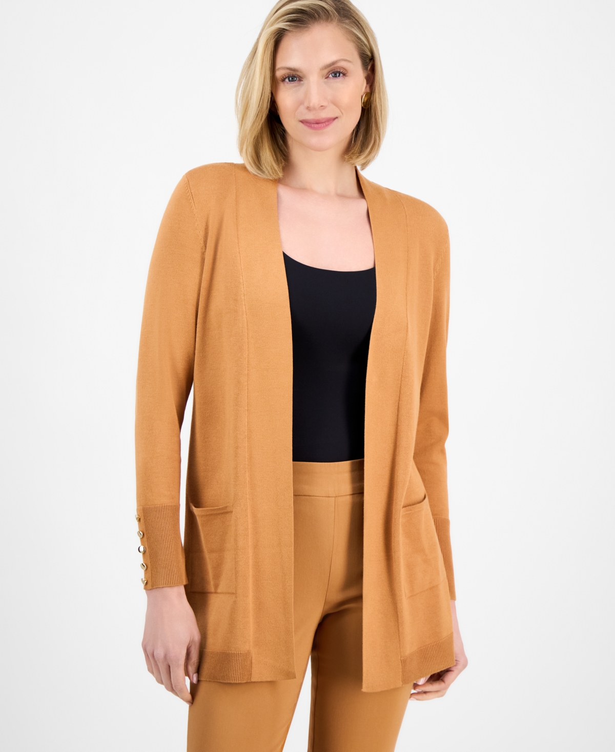 Jm Collection Women's Button-sleeve Flyaway Cardigan, Exclusively At Macy's
