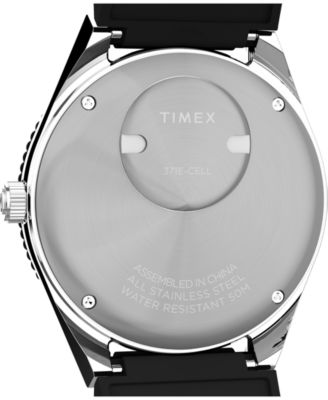 Men's Analog Black Rubber Strap Watch, 38mm