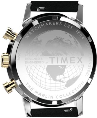 Men's Analog Black Leather Strap Watch, 40mm