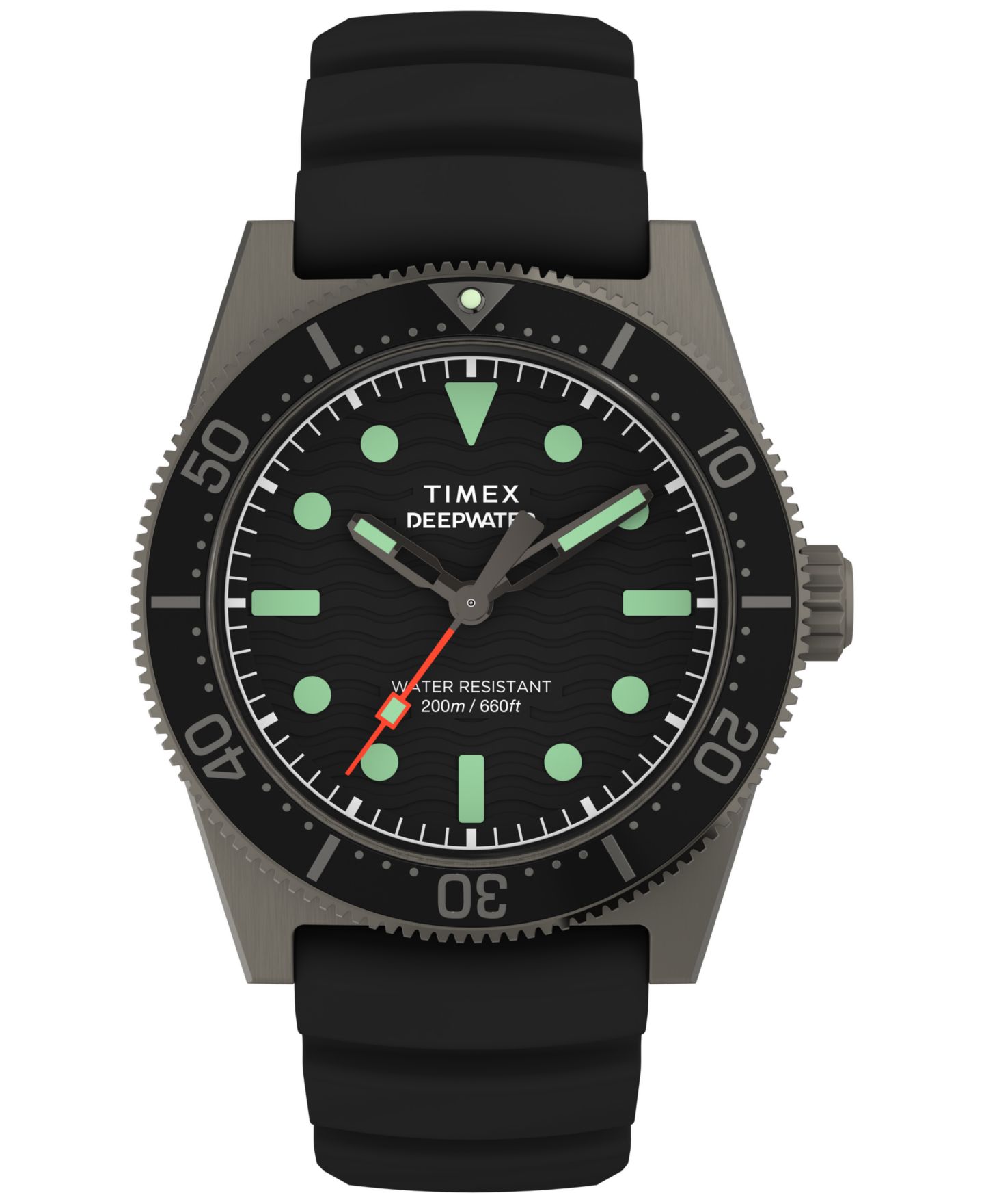 Мужские часы Timex Analog Black Rubber Strap Watch, 41mm — фото 1
