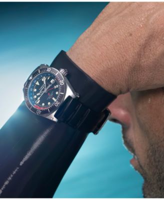 Men's Analog Black Rubber Strap Watch, 41mm