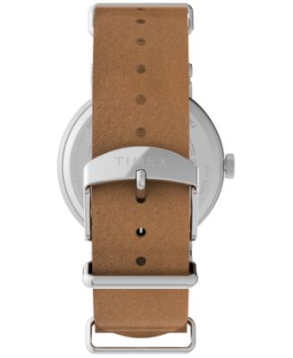 Men's Analog Brown Leather Strap Watch, 40mm