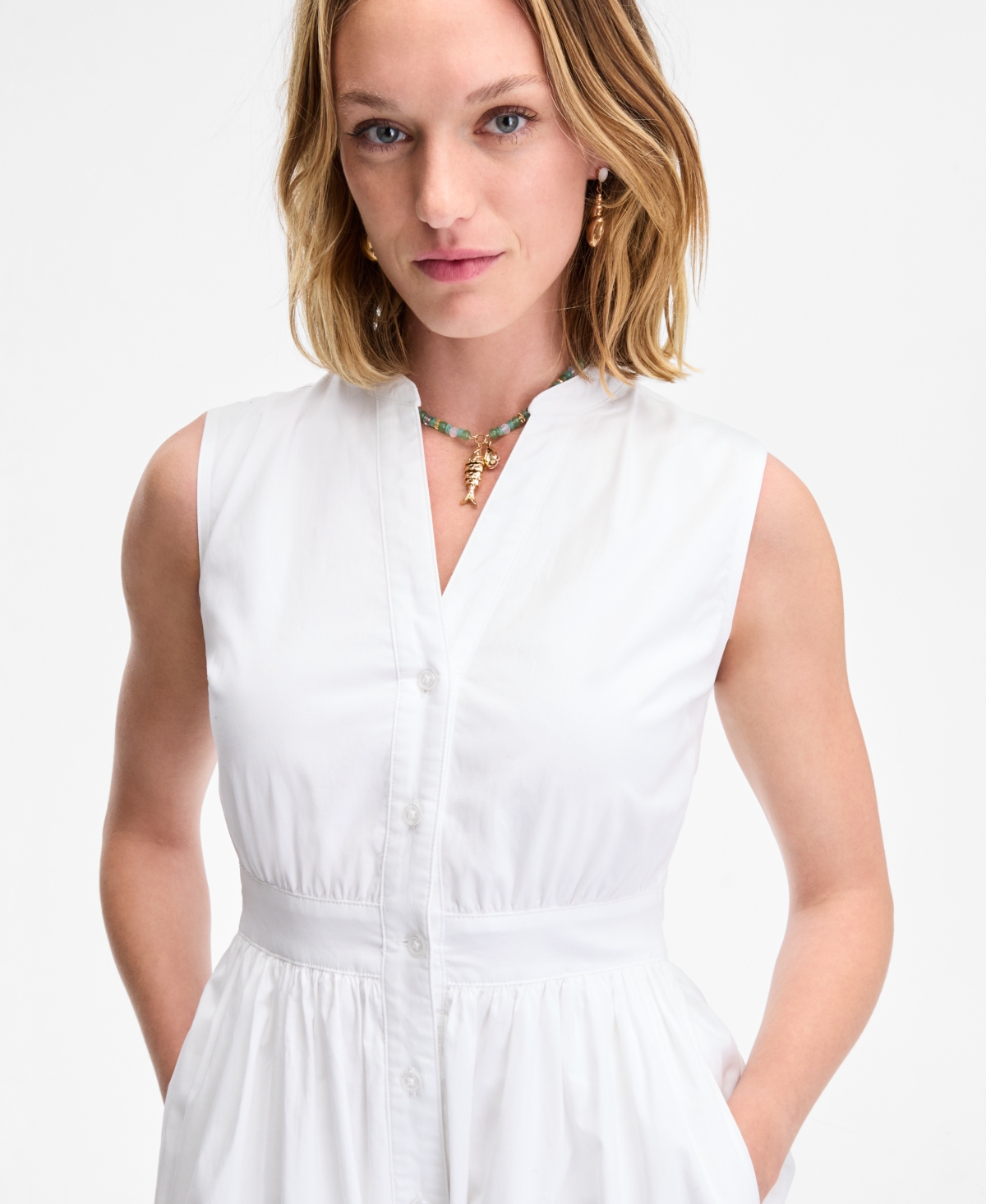 On 34th Women's Sleeveless Tiered Midi Shirtdress, Exclusively At Macy's