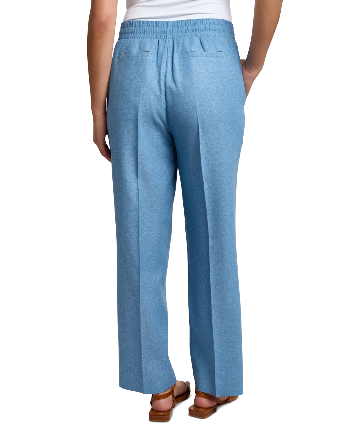 Jones New York Pull-on Drawstring Linen-blend Pant In Blue