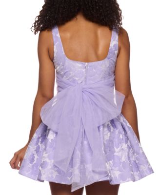 Juniors' Floral Jacquard Sleeveless Fit & Flare Dress