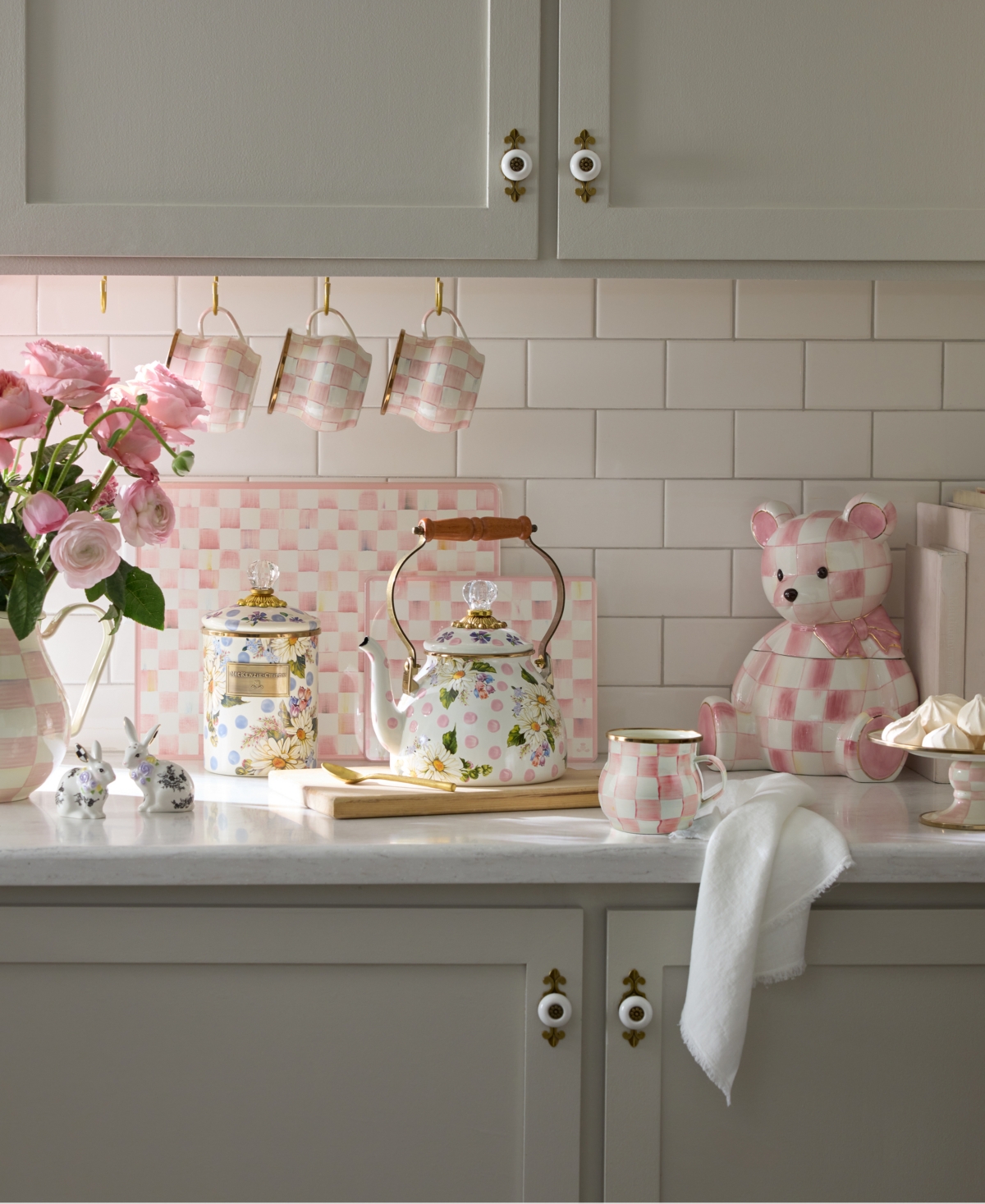 Mackenzie-childs Rosy Check Bear Ceramic Cookie Jar In No Color