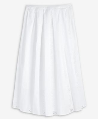 Women's Cotton Eyelet Pleated Midi Skirt, Exclusively at Macy's