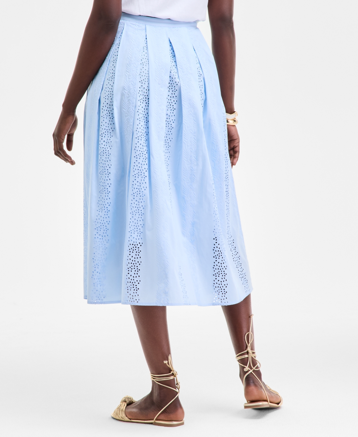 On 34th Women's Cotton Eyelet Pleated Midi Skirt, Exclusively At Macy's