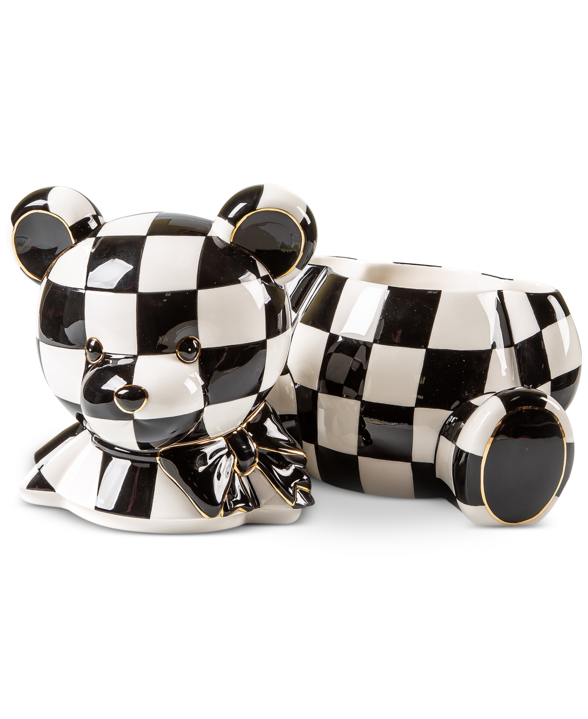 Mackenzie-childs Courtly Check Bear Ceramic Cookie Jar In No Color