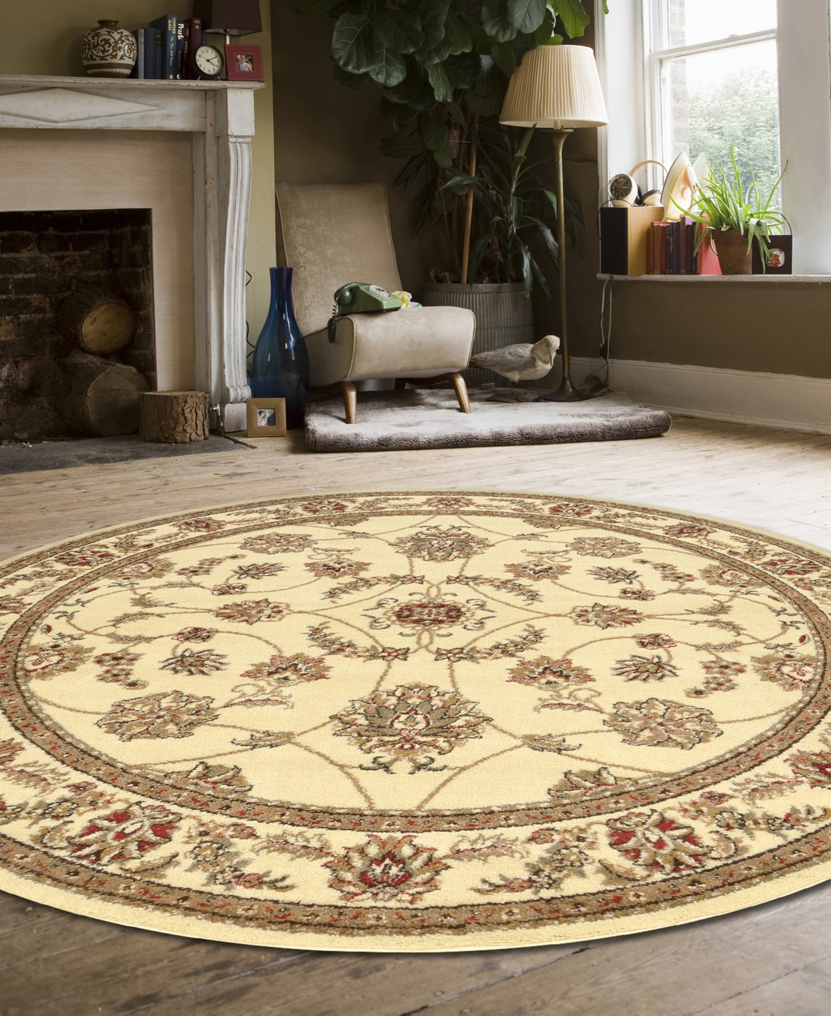 Shop Km Home Closeout!  Pesaro 1596 5'3"x5'3" Round Area Rug In Ivory