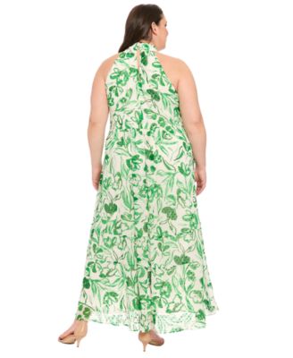 Plus Size Floral-Print Halter Maxi Dress