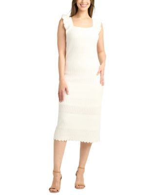 BCX - Juniors' Crochet Square-Neck Sleeveless Sweater Dress