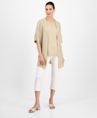 Womens Shine Cardigan Tank Top Lace Up Capri Pants Exclusively At Macys