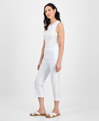 Women's Side Lace-Up Pull-On Capri Pants, Created for Macy's