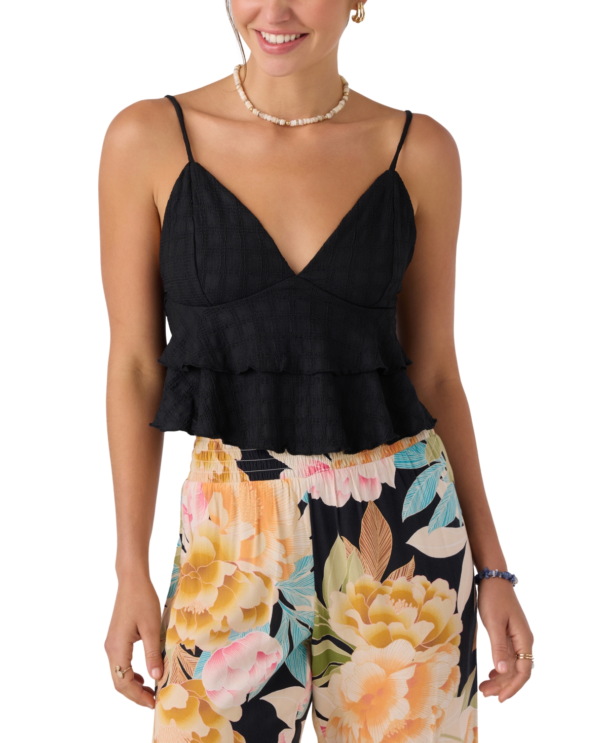 Shop O'neill Juniors' Chloey Sleeveless Flowy Tank Top In Black