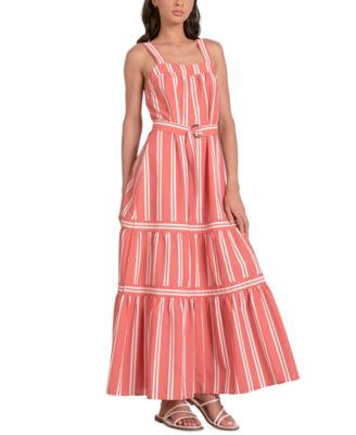 Elan - Women's Belted Tiered Maxi Dress