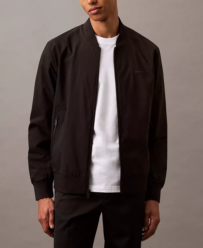 Men's Logo-Print Matte Bomber Jacket