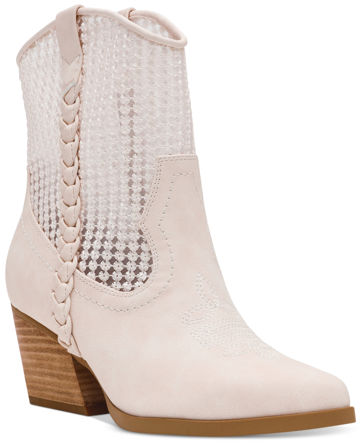 Women's Karyn Mesh Pull-On Western Cowboy Booties - Cream Floral Mesh