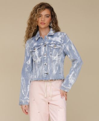 Avec Les Filles - Women's Raw-Edge Cropped Trucker Jacket