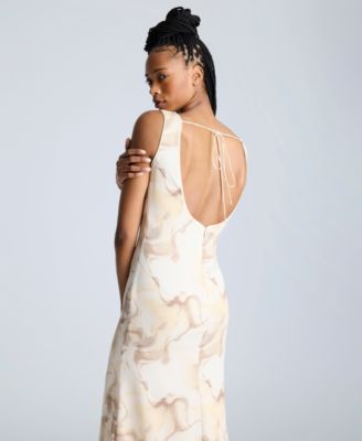 Women's Printed Tie-Detail Midi Dress