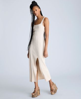 Women's Seamed Knit Bodycon Midi Dress