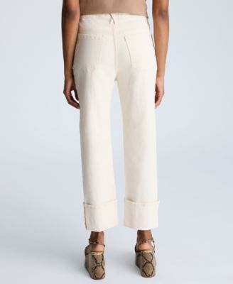 Women's High-Rise Straight-Leg Wide-Cuff Jeans