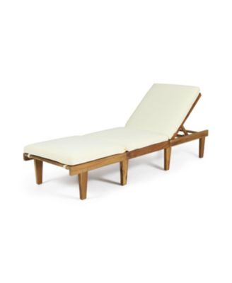 Streamdale Acacia Wood Chaise Lounge with Cushion - Teak Finish