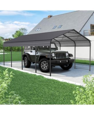  New 12x20 FT Heavy Duty Metal Carport, Galvanized Steel Roof, Gray