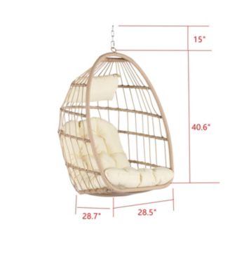 Streamdale Outdoor Garden Rattan Egg Swing Chair Hanging Chair Wood+Khaki