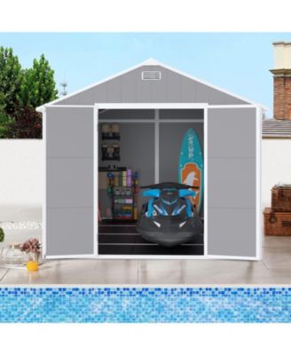 Campcraft 8x8 resin shed, durable PP, waterproof, UV/rust proof, large storage, HD window