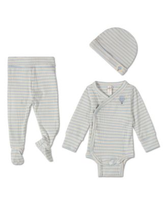 Baby Girls 3 Piece Striped "Hot Air Balloon" Modal Blend Bodysuit Set