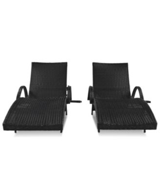 Streamdale Outdoor Wicker Chaise Lounge Set, Reclining, Adjustable, with Side Table, Black