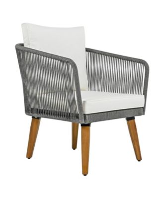 Streamdale 4-Piece Patio Furniture Set, Loveseat, Rope Conversation Set, Cushions (Beige/Grey)