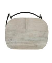 Handcrafted Backless Barstool – Washed Mango Wood Saddle Seat & Metal Base