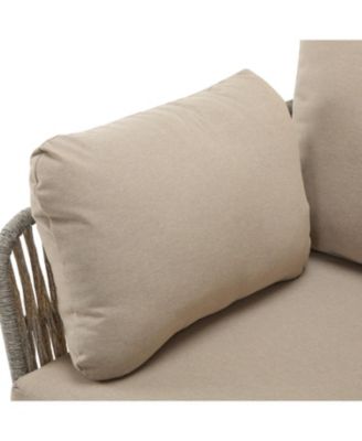 Streamdale Set of 2 Beige Iron Lounge Chairs w/ Cushions, Indoor/Outdoor