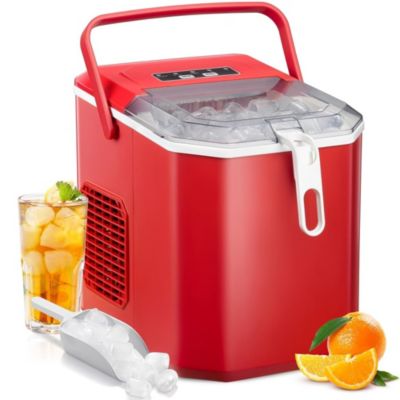 26Lbs Countertop Ice Maker, 9 Cubes in 8 Mins, Two Ice Size ,Self-Cleaning, with Scoop/Basket