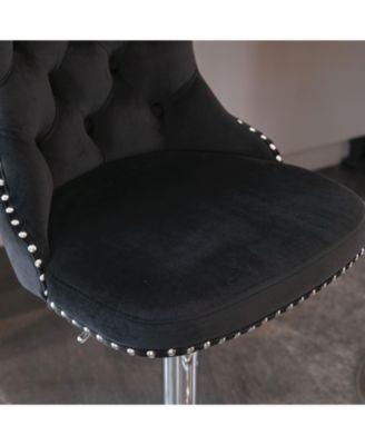 Set of 2 Adjustable Swivel Velvet Upholstered Bar Stools, Tufted, Chrome Base for Kitchen Island, Home Bar-The Pop Home