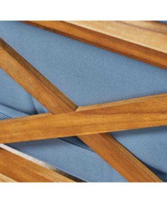 Streamdale Teak Finish Blue Outdoor Armchair Set