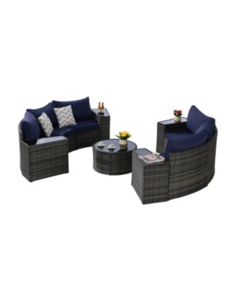 Streamdale 11-pc Half-Moon Patio Set, Sectional Sofa & Glass Coffee Table