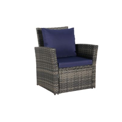 4-Piece Outdoor Patio Furniture Set, Rattan Chairs, Glass Table