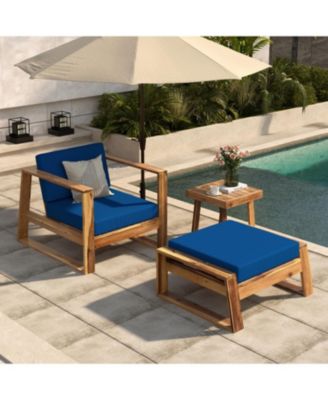 Streamdale Acacia Lounge Set, Chair & Ottoman, Patio/Balcony/Garden
