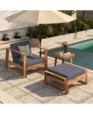 Streamdale Acacia Lounge Set, Chair & Ottoman, Patio/Balcony/Garden