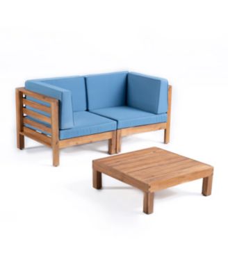 Streamdale Acacia Wood Outdoor Loveseat Set with Coffee Table