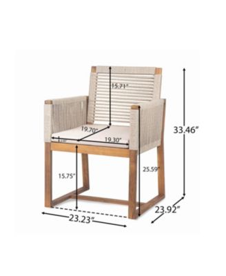 Acacia Patio Chairs (Set of 2), Rope Back, Cushions, Light Brown