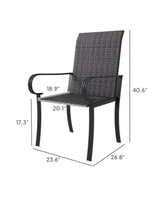 Set of 4 Outdoor Wicker Dining Chairs with Armrests,