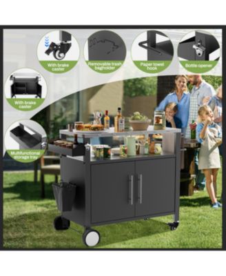 Streamdale Outdoor Grill Cart, Storage, Hooks, Spice Rack - Black