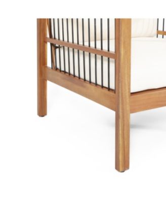 Streamdale Acacia/Wicker Outdoor Club Chair, Deep Seating, Beige Cushion