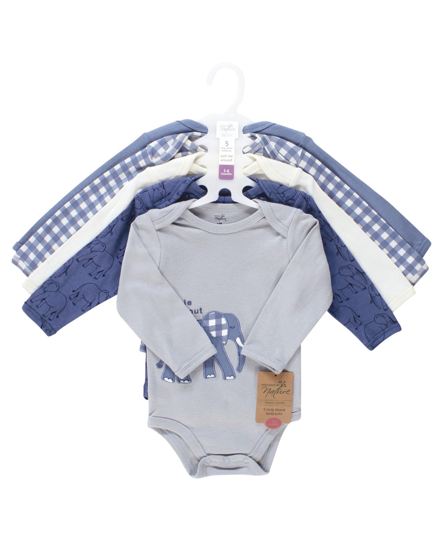 Baby Boys 5Pk Long Sleeve Natural Bodysuits